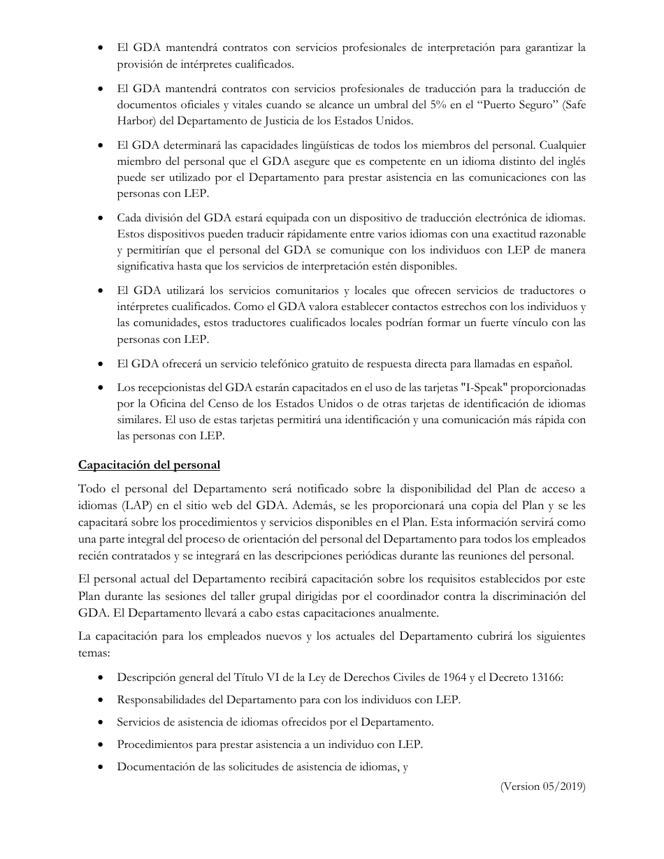 Language Access Plan - Georgia (United States) (Spanish), Page 8