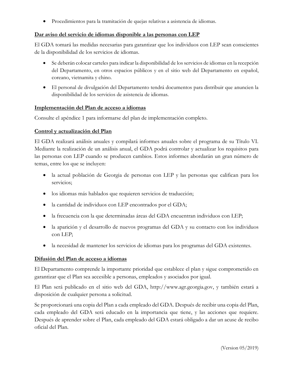 Language Access Plan - Georgia (United States) (Spanish), Page 9