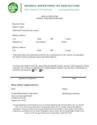 Document preview: Application for Animal Manure Handlers - Georgia (United States)