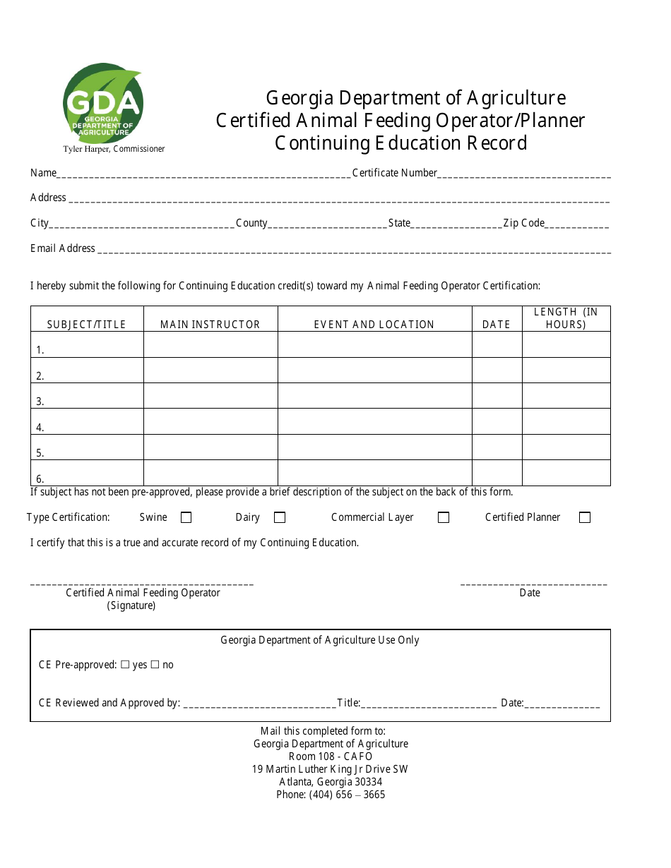 (United States) Certified Animal Feeding Operator/Planner