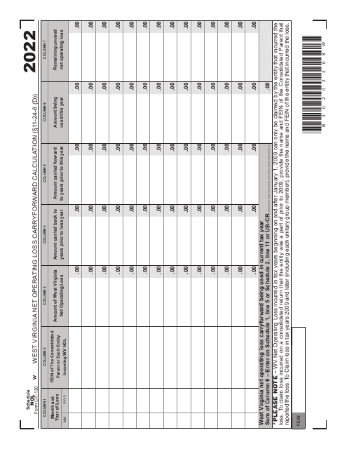 Form CIT-120 Schedule NOL 2022 Printable Pdf