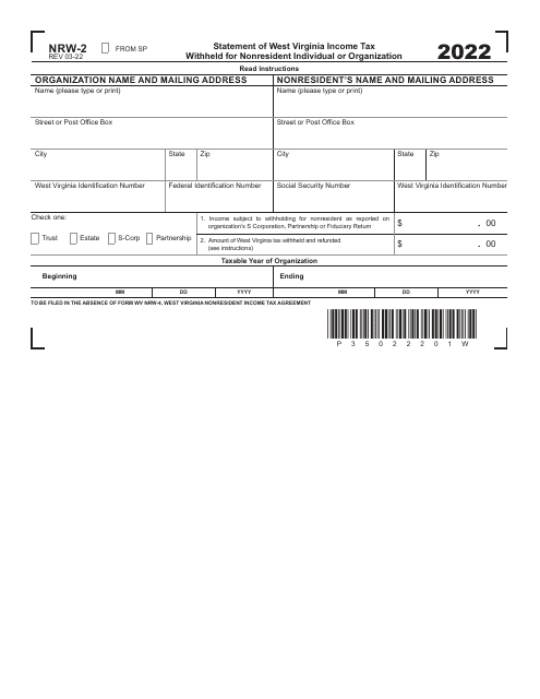 Form NRW-2 2022 Printable Pdf