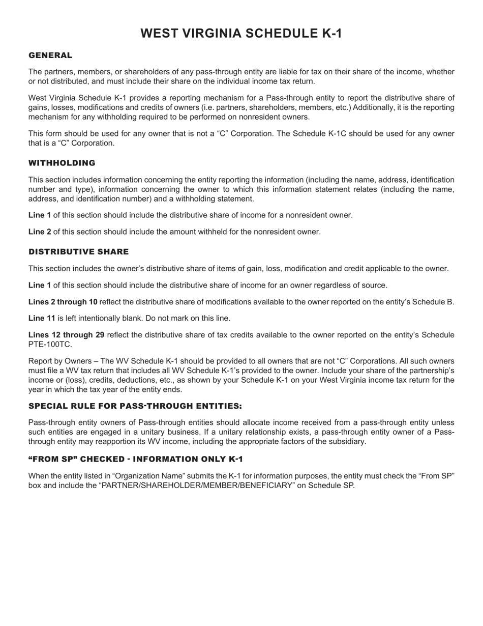 Form K-1 Schedule of Wv Partner / Shareholder / Member / Beneficiary Income, Loss, Modification, Credits, and Withholding - West Virginia, Page 3