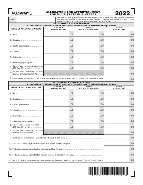 Form CIT APT Download Printable PDF Or Fill Online Allocation And