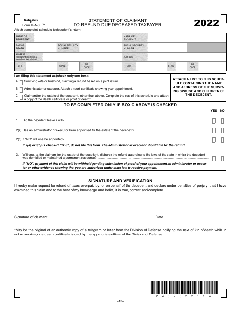 Form IT-140 Schedule F 2022 Printable Pdf