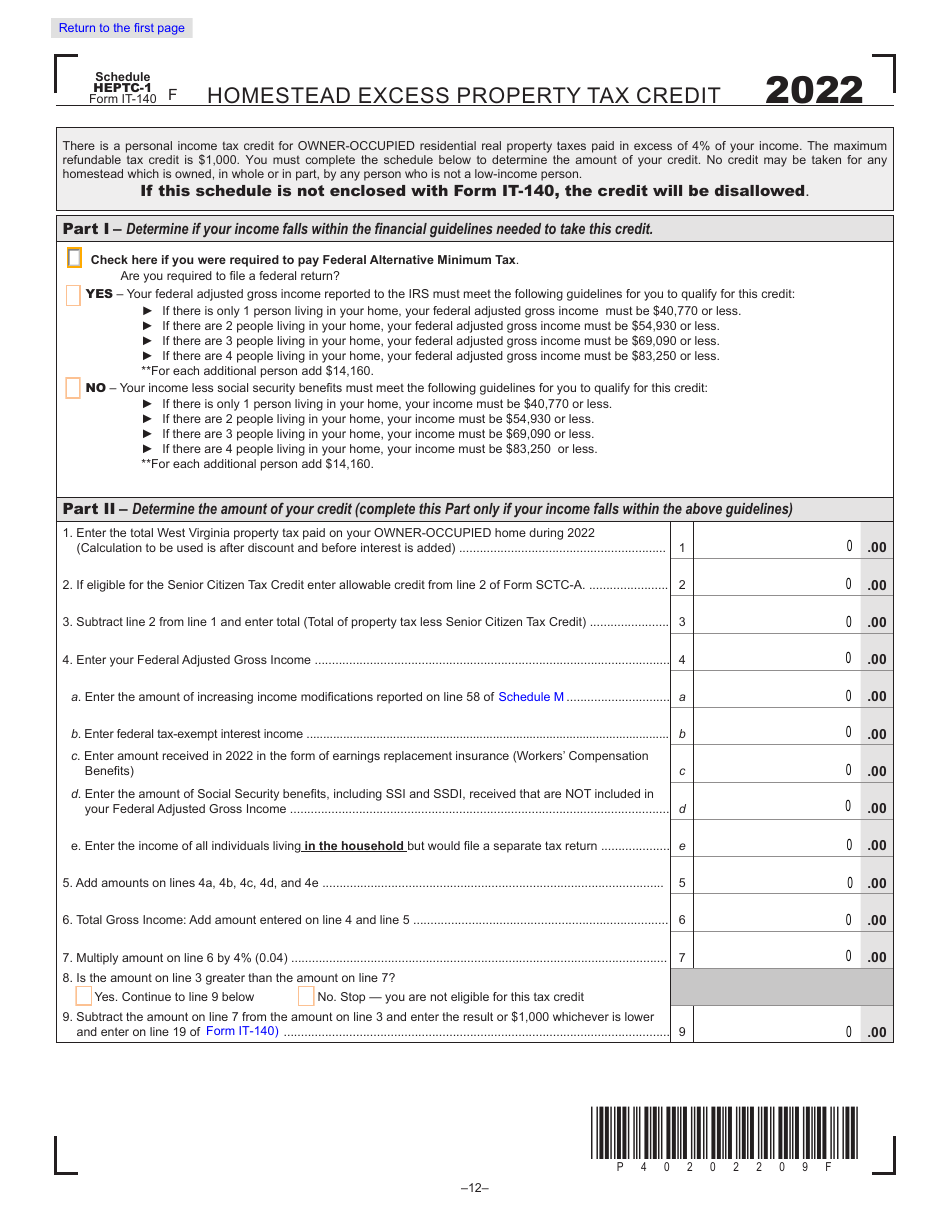 Form IT-140 West Virginia Personal Income Tax Return - West Virginia, Page 12