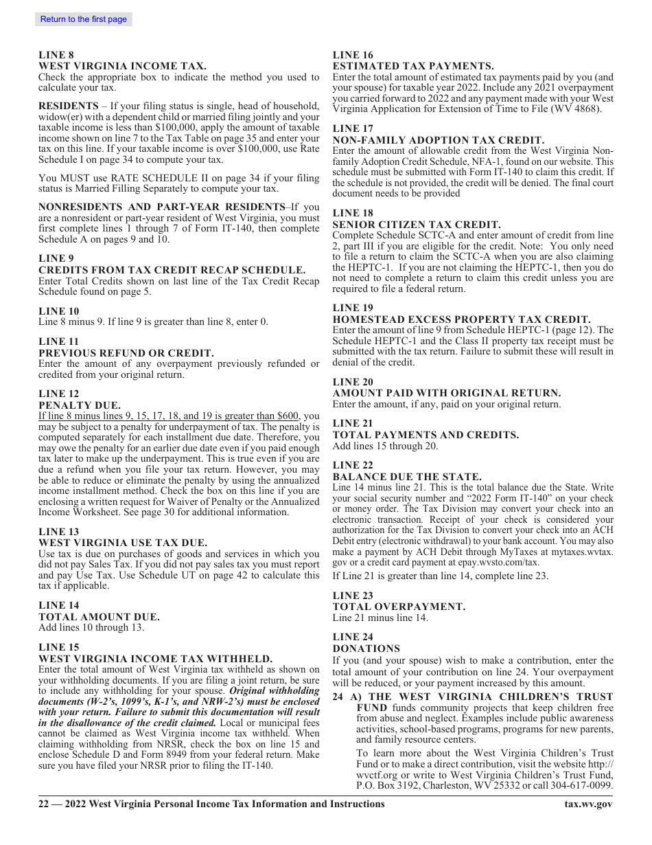Form IT-140 West Virginia Personal Income Tax Return - West Virginia, Page 19