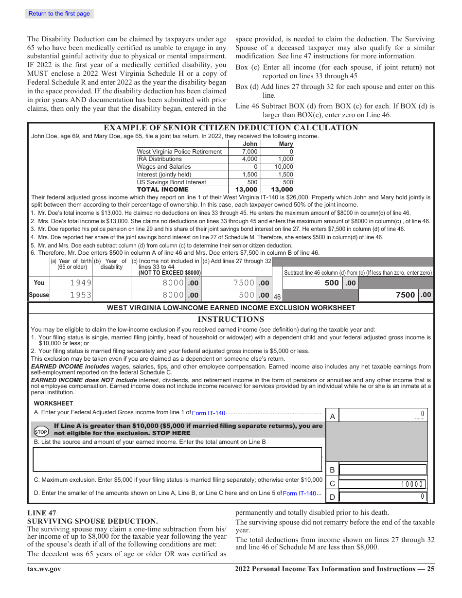 Form IT-140 West Virginia Personal Income Tax Return - West Virginia, Page 22