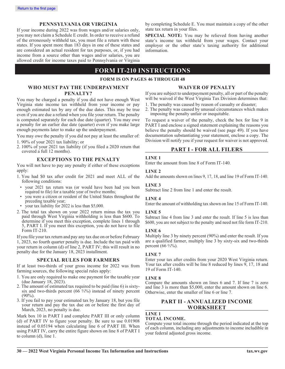 Form IT-140 West Virginia Personal Income Tax Return - West Virginia, Page 27
