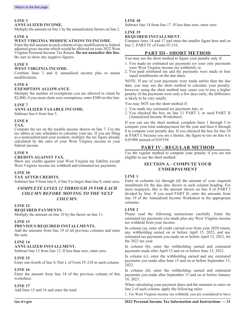 Form IT-140 West Virginia Personal Income Tax Return - West Virginia, Page 28