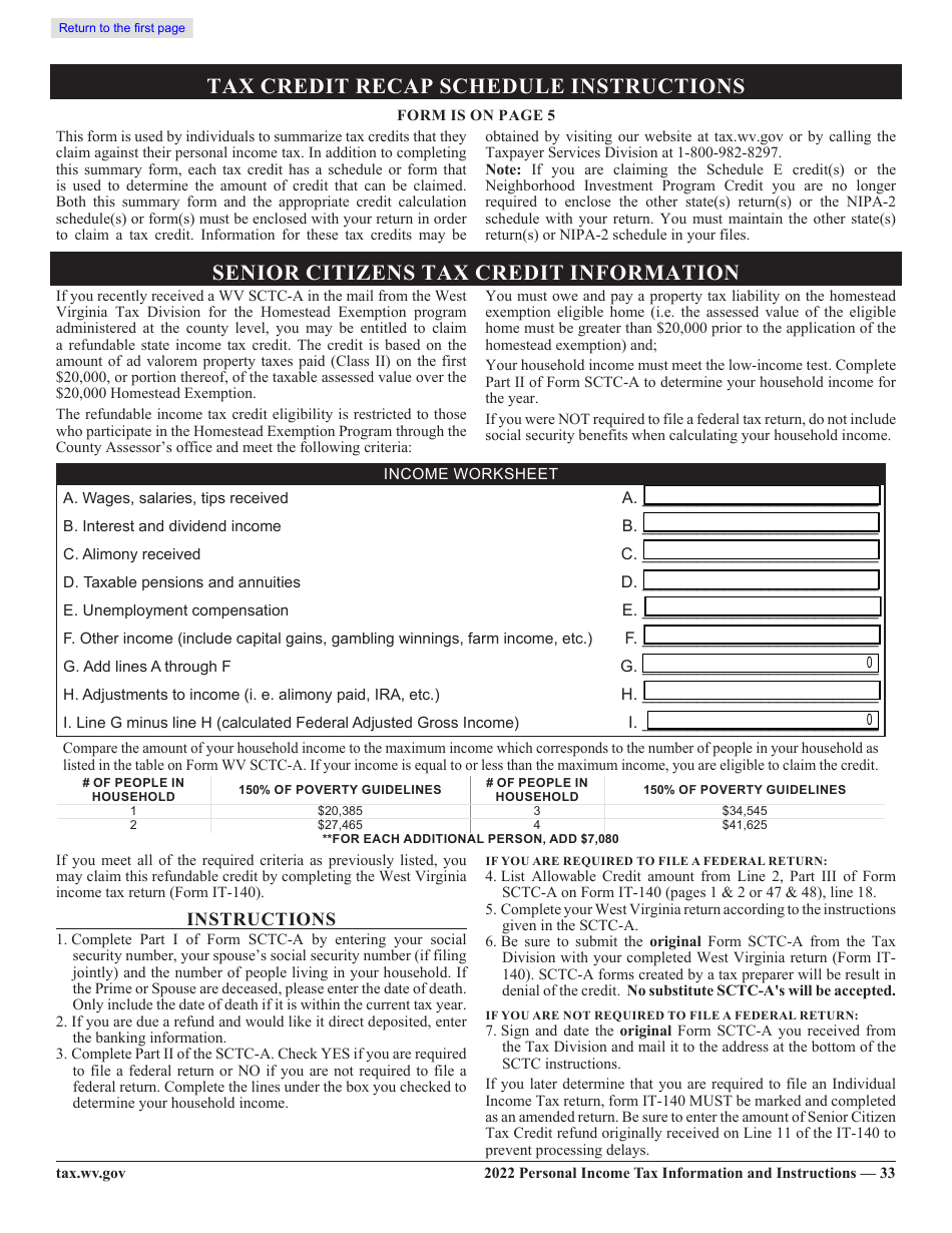Form IT-140 West Virginia Personal Income Tax Return - West Virginia, Page 30