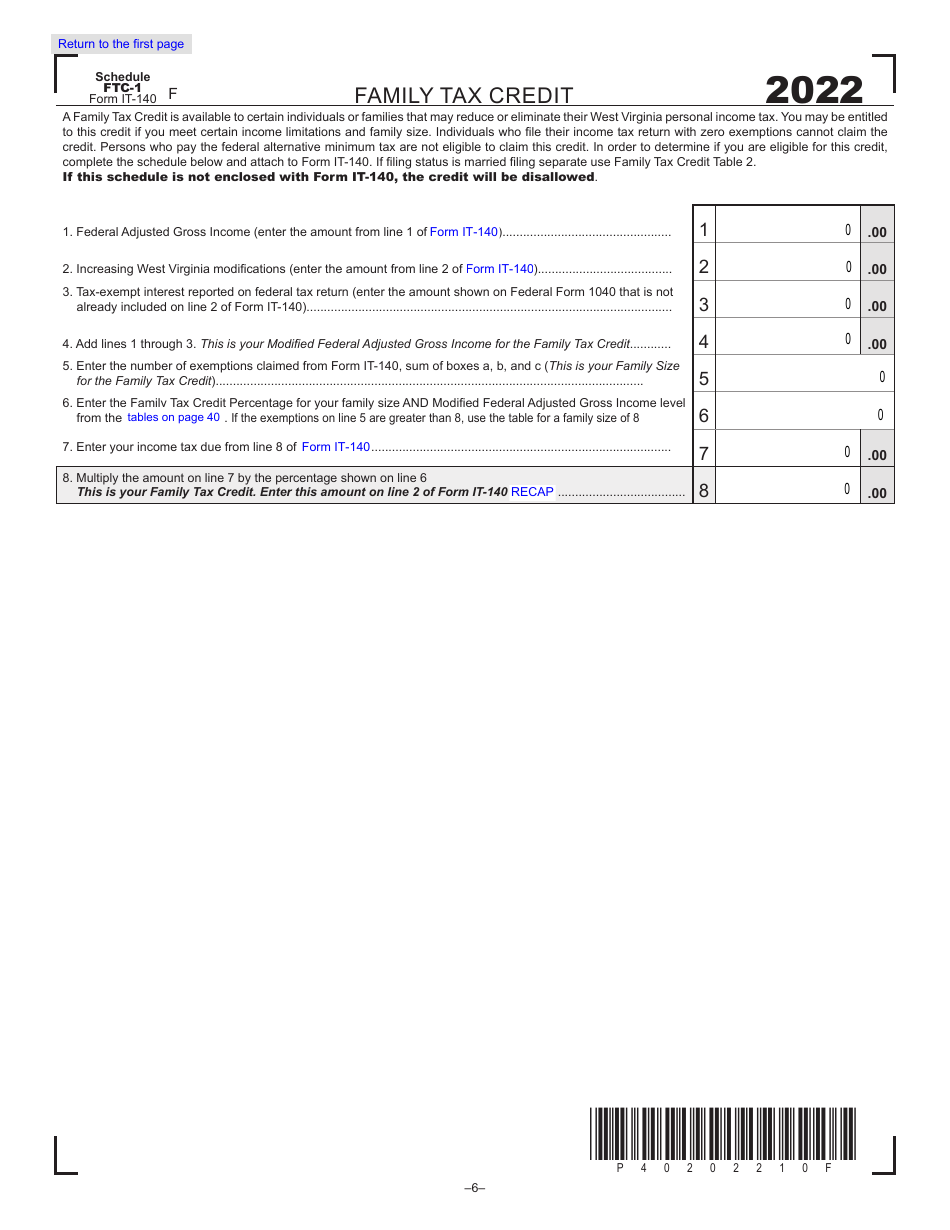 Form IT-140 West Virginia Personal Income Tax Return - West Virginia, Page 6