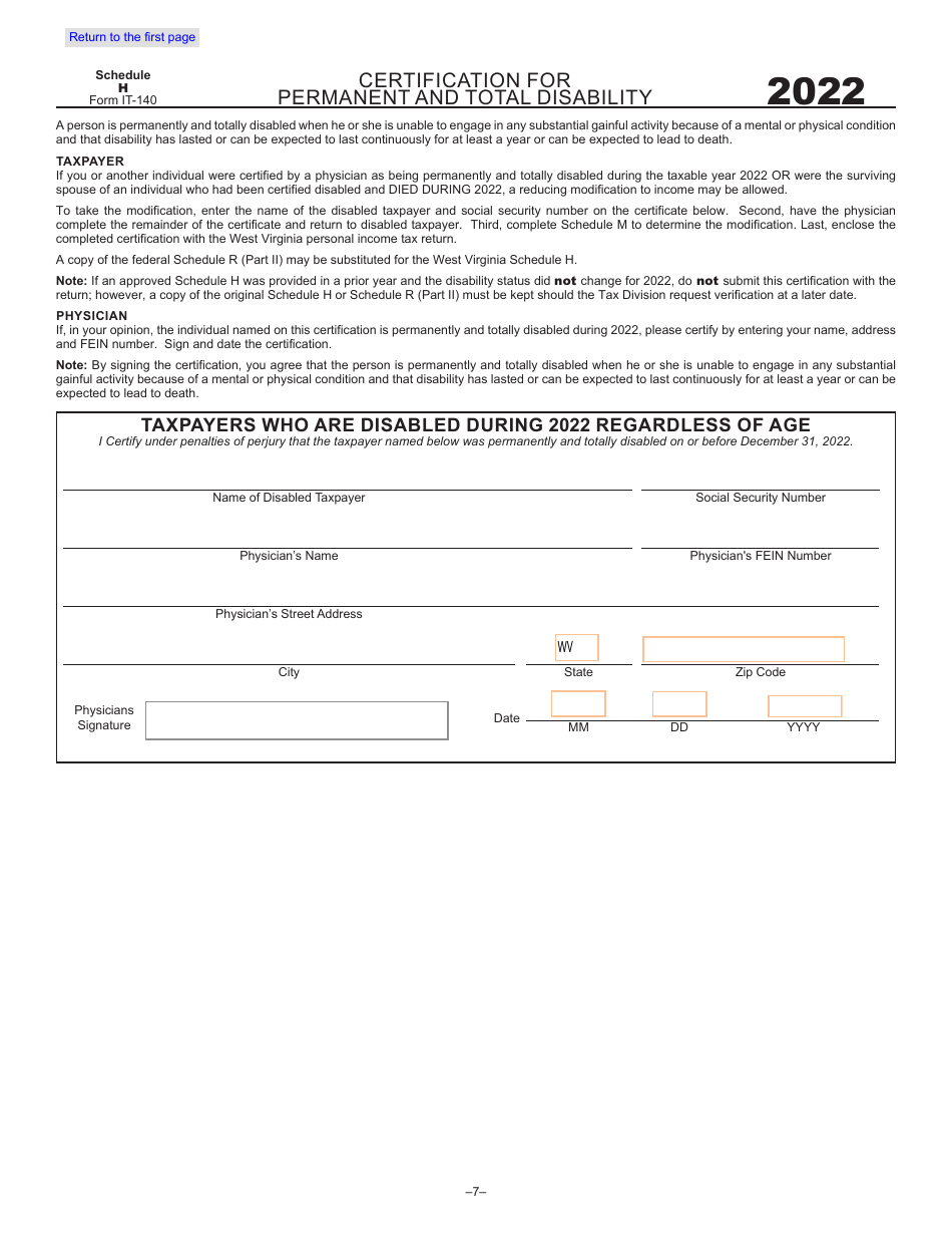 Form IT-140 West Virginia Personal Income Tax Return - West Virginia, Page 7