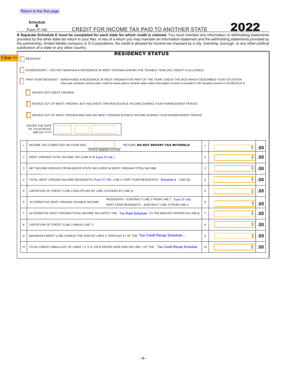 Form IT-140 West Virginia Personal Income Tax Return - West Virginia, Page 8