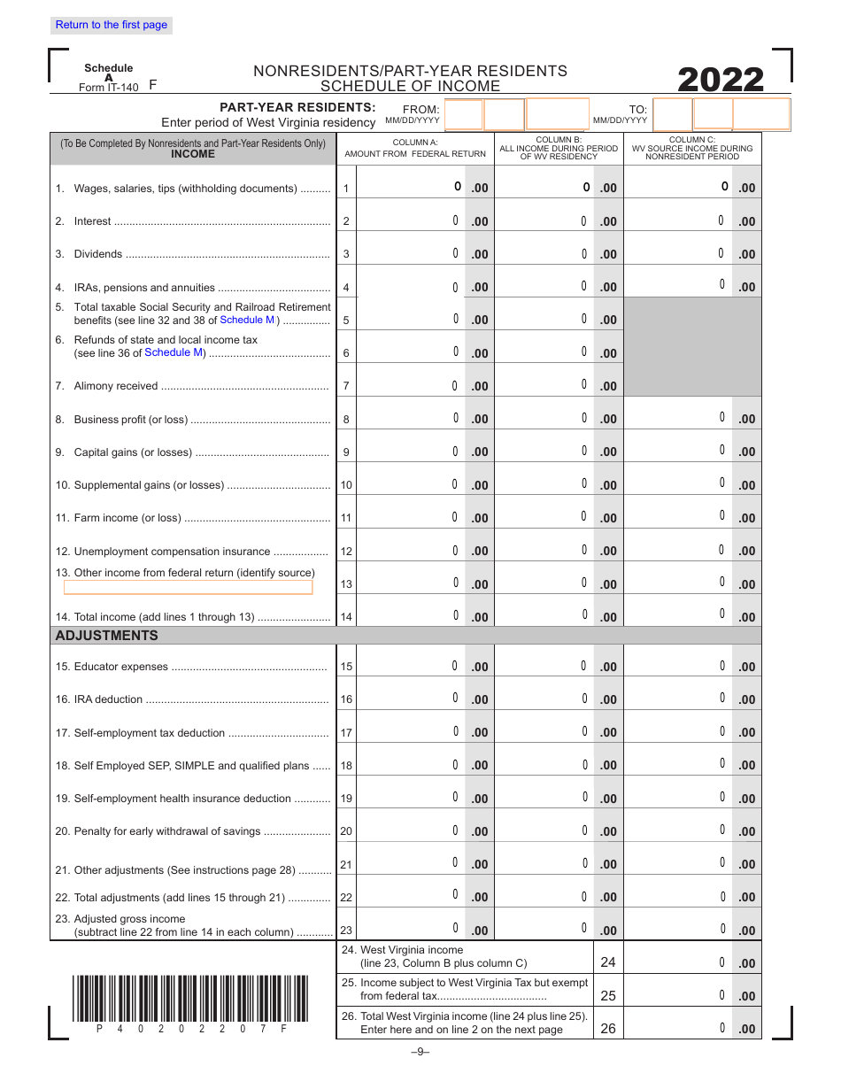 Form IT-140 West Virginia Personal Income Tax Return - West Virginia, Page 9