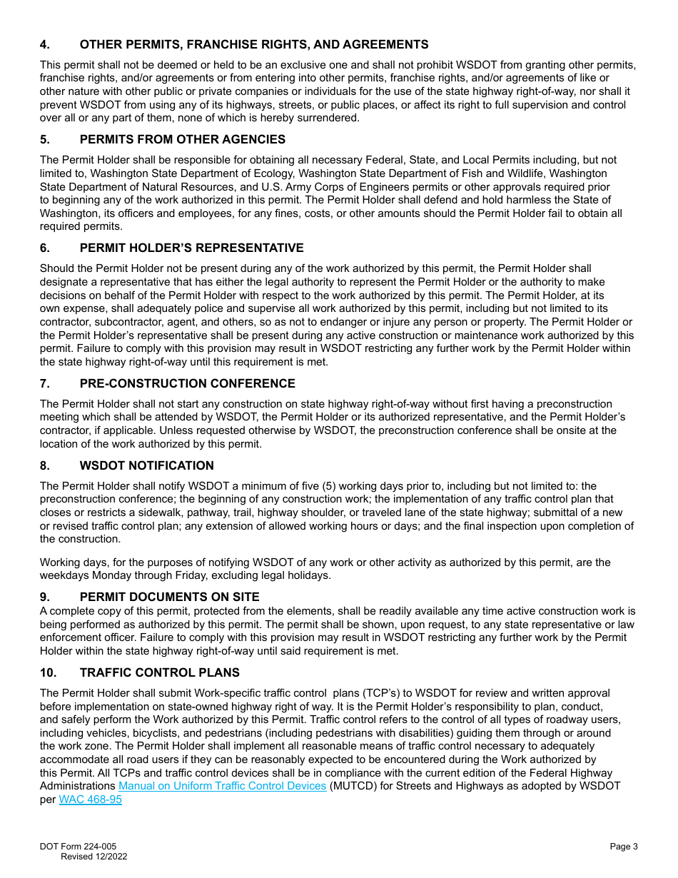 DOT Form 224-005 Access Connection Permit Managed Access Highways Only - Washington, Page 3