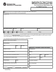 DOT Form 224-009 Application for Type F Access - Wireless Communication Site for Limited Access State Routes Only - Washington