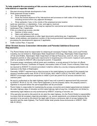 DOT Form 224-694 Application for Access Connection Permit - Managed Access Highways Only - Washington, Page 2