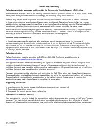 DOT Form 560-024 Transportation Permit Fund Refund Application - Washington, Page 2