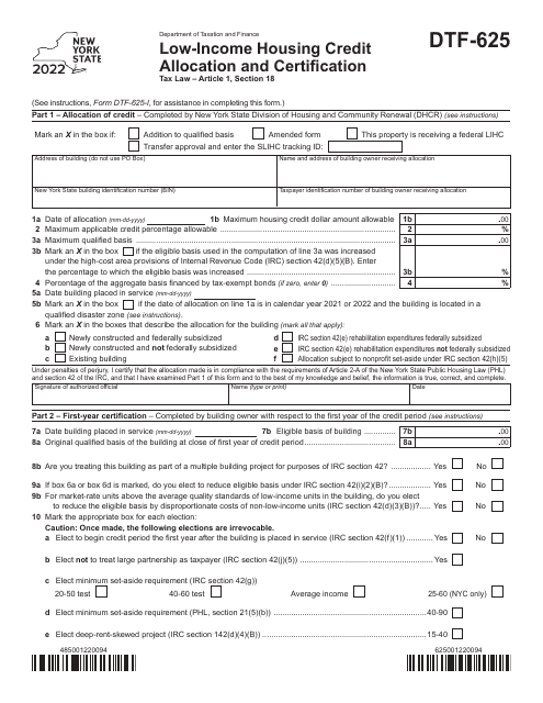 Form DTF-625 2022 Printable Pdf