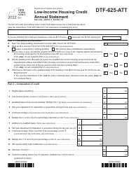 Document preview: Form DTF-625-ATT Low-Income Housing Credit Annual Statement - New York