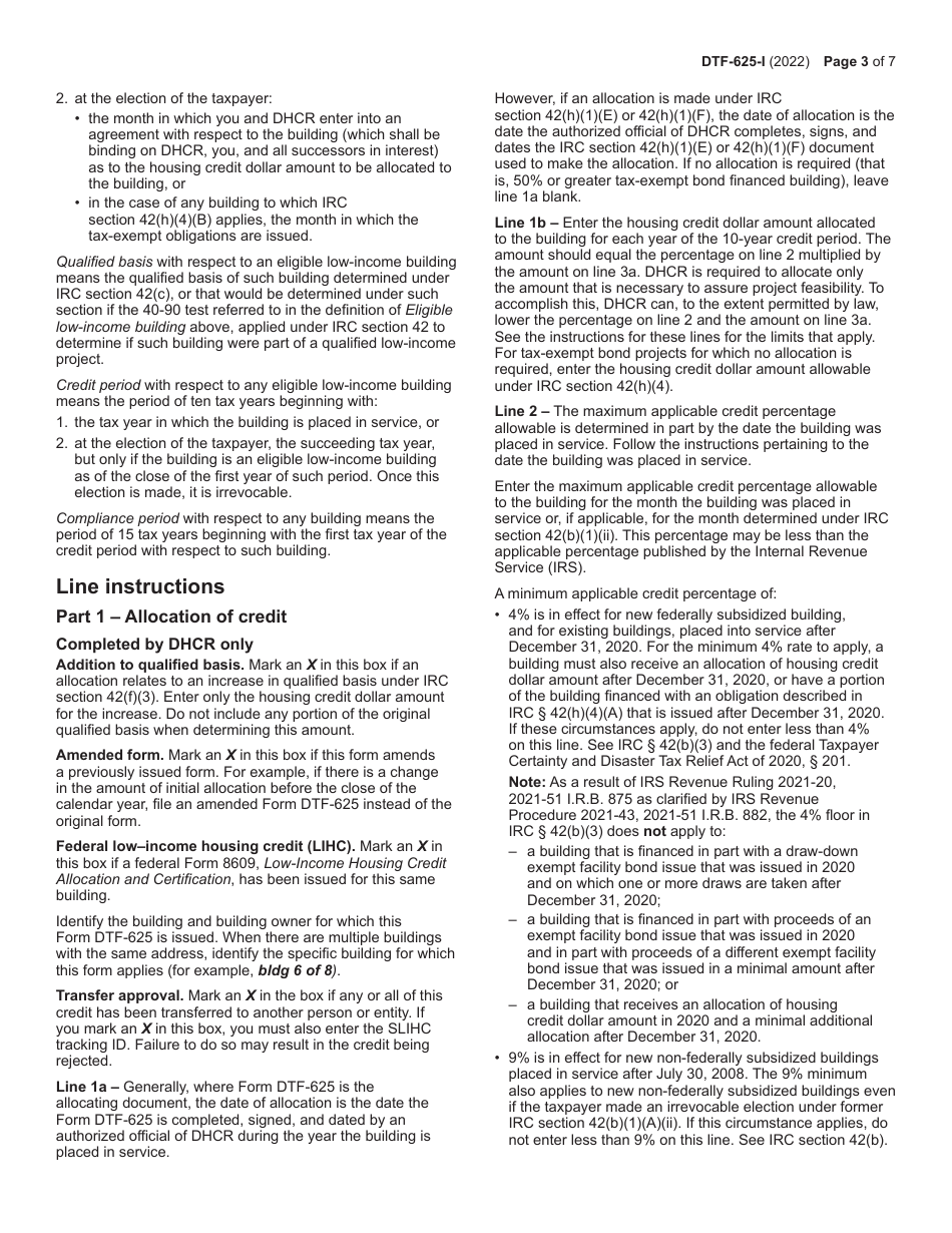 Instructions for Form DTF-625 Low-Income Housing Credit Allocation and Certification - New York, Page 3