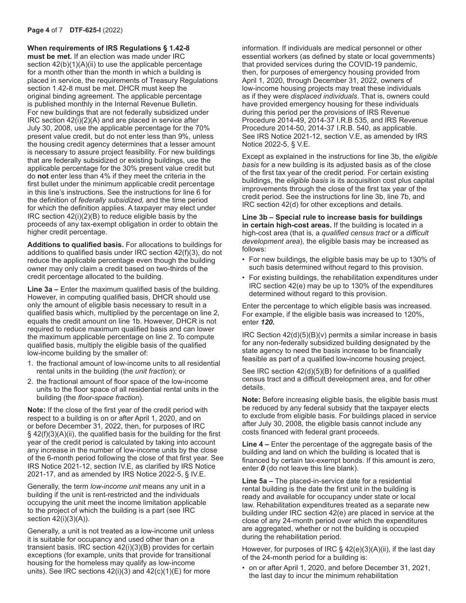 Instructions for Form DTF-625 Low-Income Housing Credit Allocation and Certification - New York, Page 4