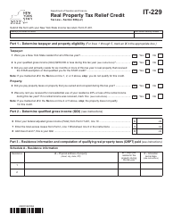 Form IT-229 Real Property Tax Relief Credit - New York