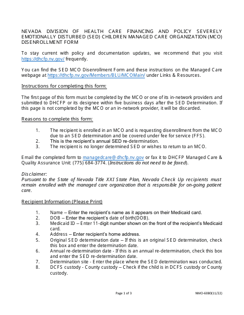 Form NMO-6080  Printable Pdf