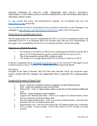 Form NMO-6080 Severely Emotionally Disturbed (Sed) Children Managed Care Organization (Mco) Disenrollment Form - Nevada