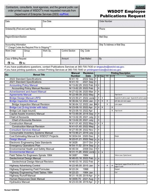 Wsdot Employee Publications Request - Washington Download Pdf