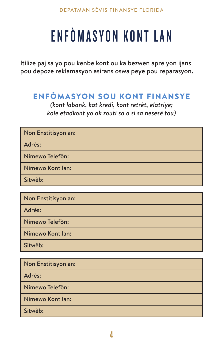 Emergency Financial Preparedness Toolkit - Florida (English / Creole), Page 5