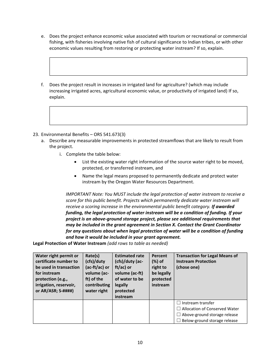 Water Project Grants and Loans - Grant Application - Oregon, Page 13