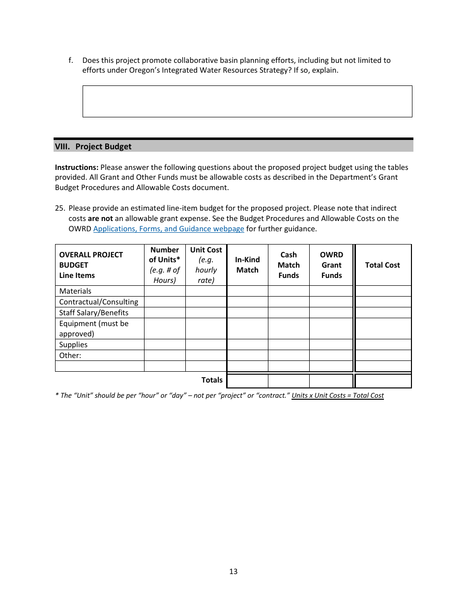 Water Project Grants and Loans - Grant Application - Oregon, Page 16