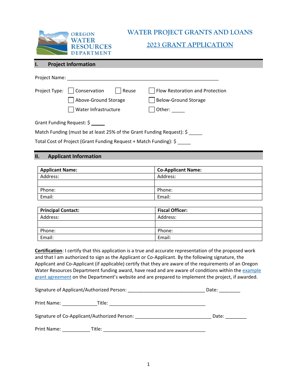 Water Project Grants and Loans - Grant Application - Oregon, Page 4