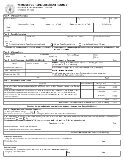 Form SFN52850  Printable Pdf