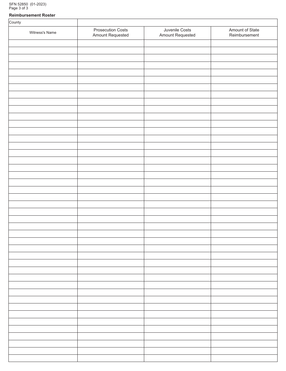 Form SFN52850 Witness Fee Reimbursement Request - North Dakota, Page 3