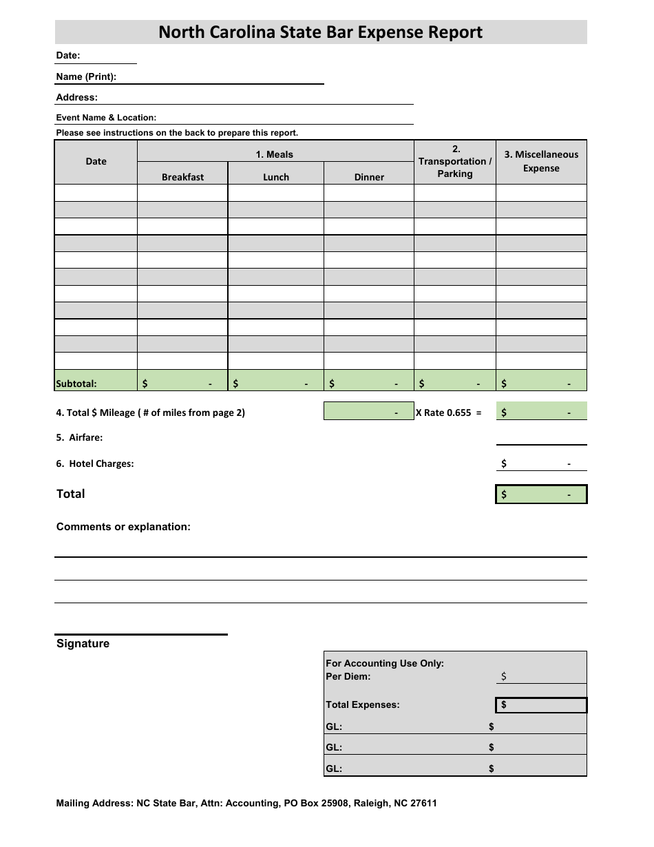 North Carolina North Carolina State Bar Expense Report - Fill Out, Sign ...