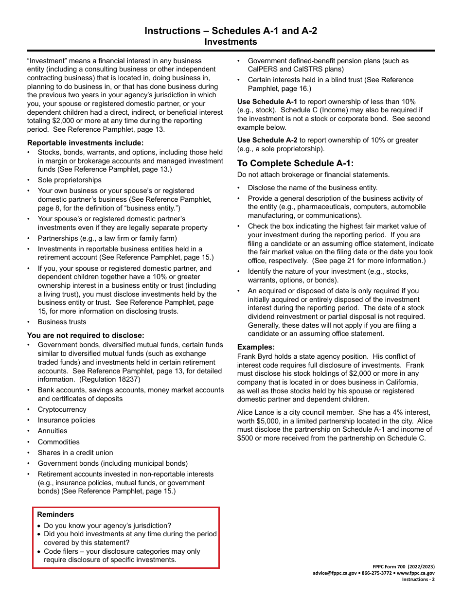 FPPC Form 700 Statement of Economic Interests - Amendment - California, Page 4