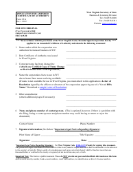 Form CF-4 Application for Amended Certificate of Authority - West Virginia