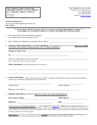 Form LLF-4 West Virginia Application for Amended Certificate of Authority of a Limited Liability Company - West Virginia