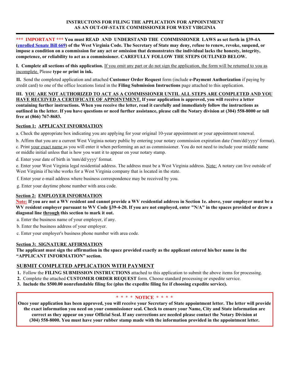 Form CWV-1 Application for Appointment as a Commissioner for West Virginia - West Virginia, Page 3