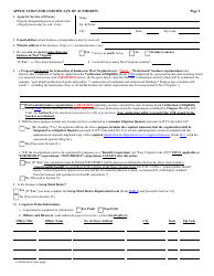 Form CF-1 Application for Certificate of Authority - West Virginia, Page 2