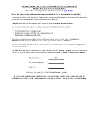 Form CF-5 Application for Certificate of Withdrawal From Certificate of Authority - West Virginia, Page 2
