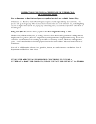 Form BT-4 Application for Certificate of Withdrawal of a Business Trust - West Virginia, Page 2