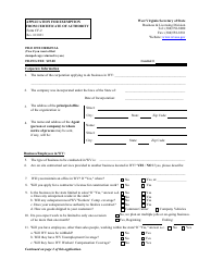 Form CF-2 Application for Exemption From Certificate of Authority - West Virginia