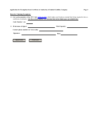 Form LLF-2 Application for Exemption From Certificate of Authority of a Limited Liability Company - West Virginia, Page 2