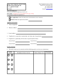 Form TM-1 West Virginia Application for Trademark or Service Mark - West Virginia