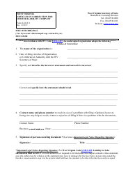 Form LLD-F-1 West Virginia Articles of Correction for Limited Liability Company - West Virginia