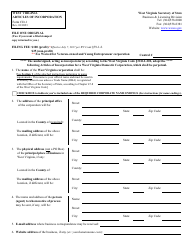 Form CD-1 West Virginia Articles of Incorporation - West Virginia